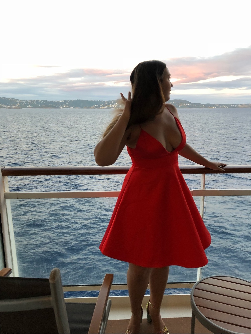 H&M Red V-Neck Fit-and-Flare Mini Dress